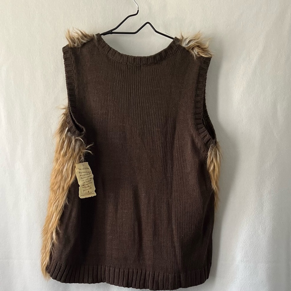 NWT One World Brown Size XL Faux Fur sweater Vest - Picture 8 of 8